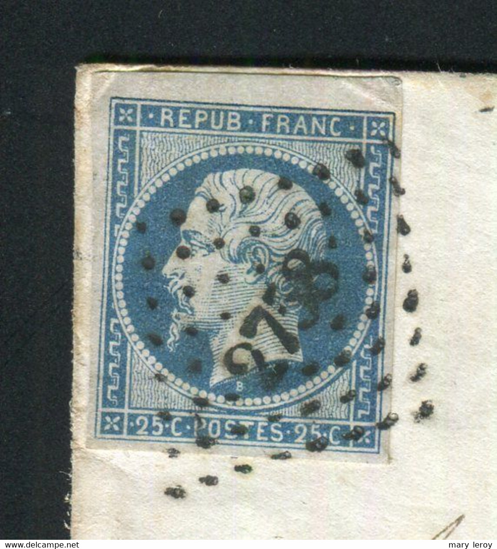 Rare Lettre De Ruffec Pour Paris ( Charente 1853 ) Avec Un N° 10 Bord De Feuille - 25 Centimes Présidence - 1852 Louis-Napoleon