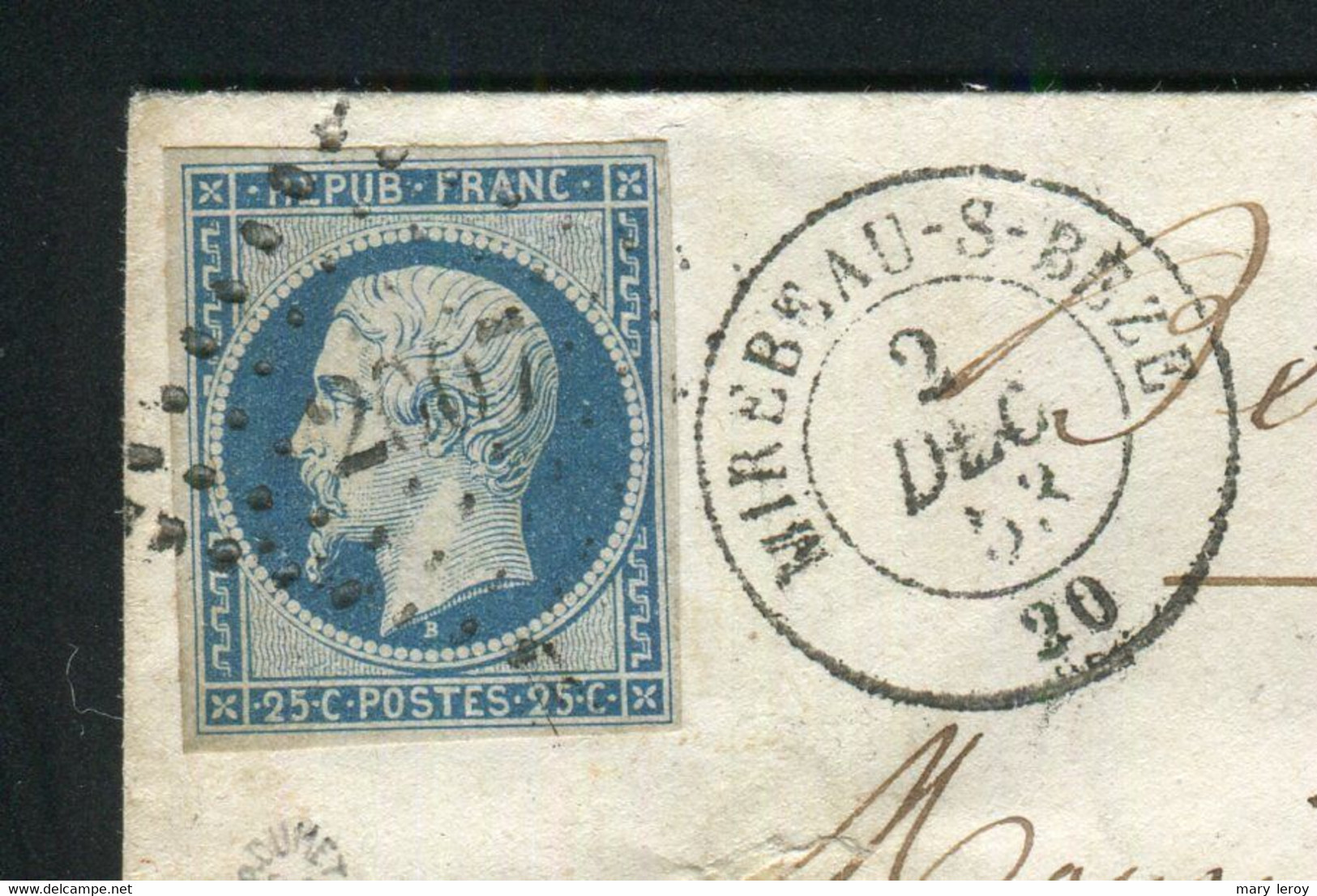 Rare Lettre De Mirebeau Sur Bèze Pour Bellac ( 1853 ) Avec Un N° 10 - 25 Centimes Présidence - Signé ROUMET - 1852 Luigi-Napoleone