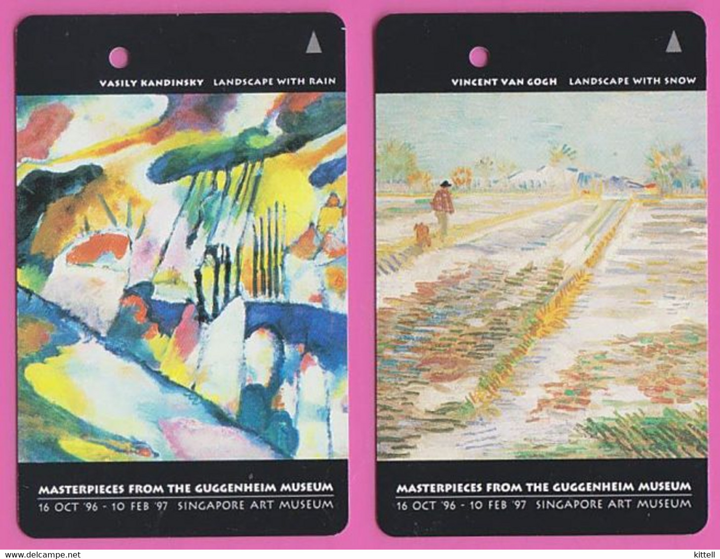 Singapore 2 Cards  Old Transport Subway Train Bus Ticket Card Transitlink Used Art Paintings Kandinsky Van Gogh - Mundo