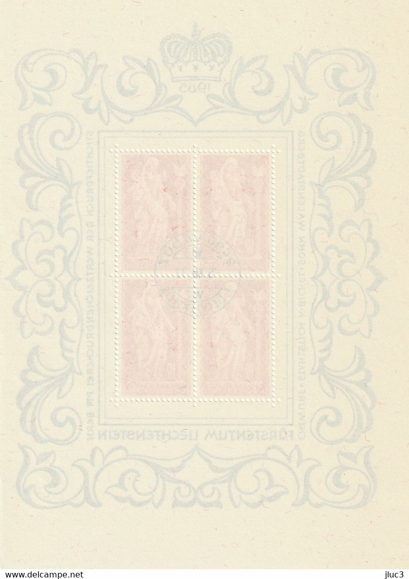 ZLieBO397 - LIECHTENSTEIN 1965 - Le BLOC-TIMBRES  Avec Empreinte 'PREMIER JOUR'  Madonna Lignea Del 1700 Di Schellenberg - Frankeermachines (EMA)