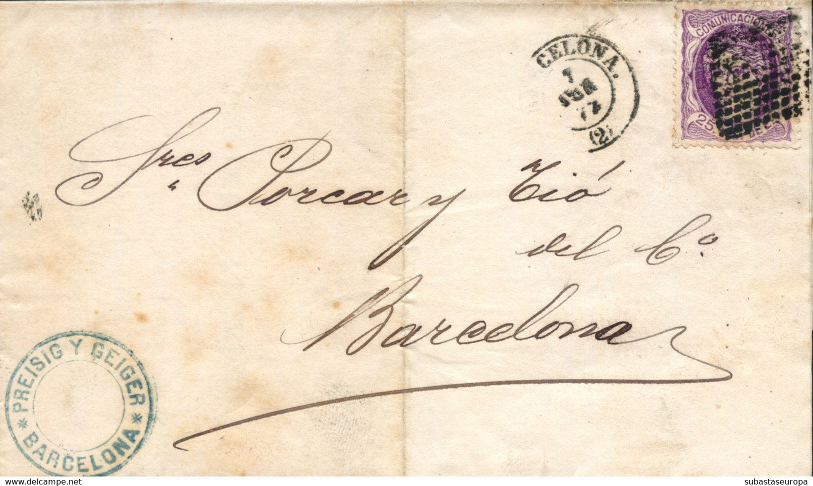 Ø 106 En Carta Correo Interior, El 1/6/1872. Mat. R.P. Precioso Impreso. - Storia Postale