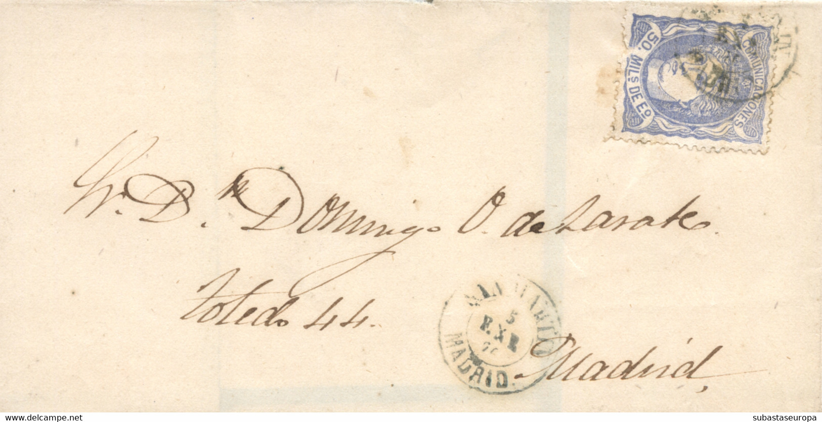 Ø 107 En Carta De San Martín De Valdiglesias A Madrid, El 5/1/1871. Mat. Fechador "SAN MARTIN/MADRID". Rara. - Storia Postale