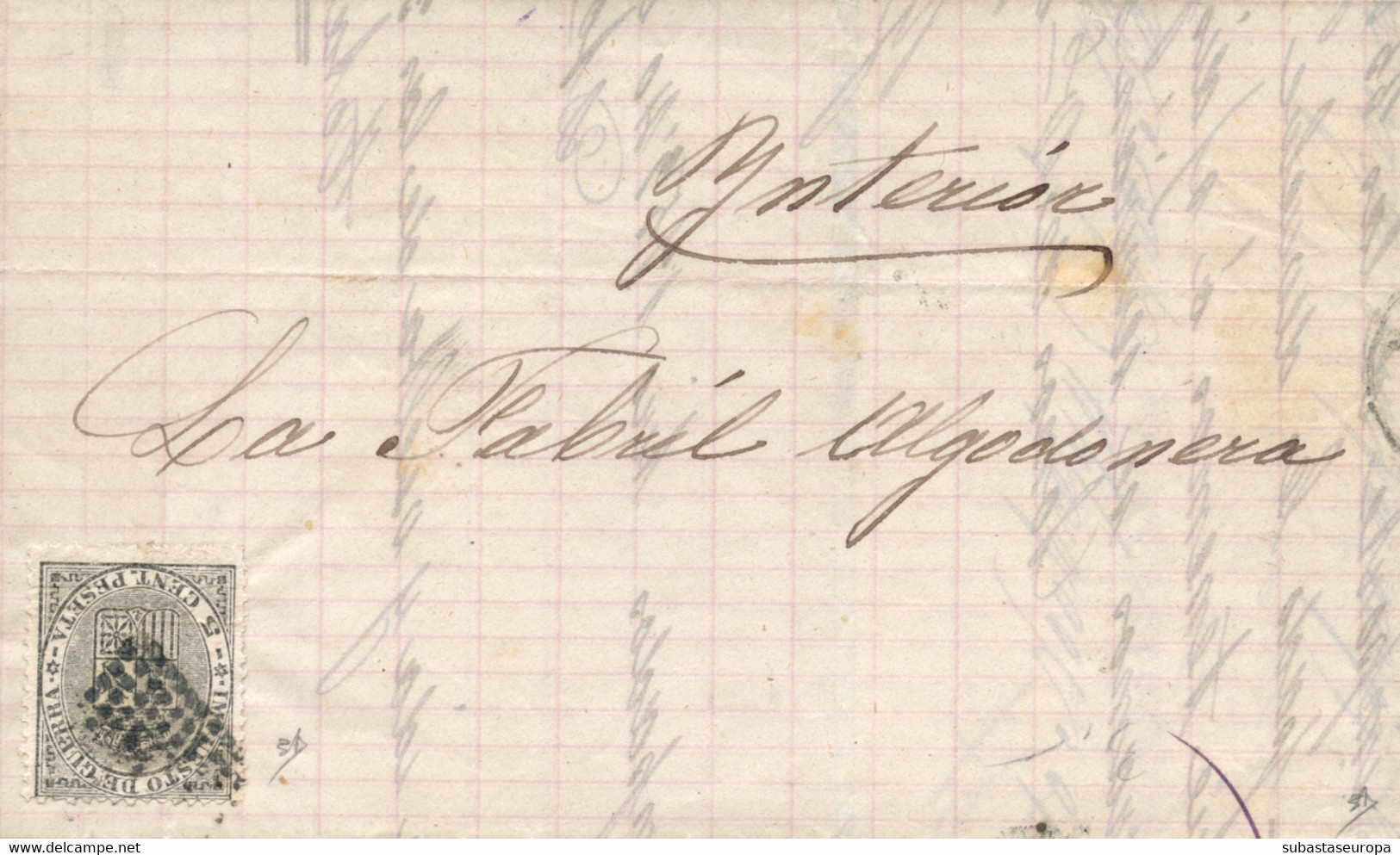 Ø 141 En Carta Correo Interior De Barcelona, El 10/11/1874. Mat. R.P. Franqueo Improcedente Y Exclusivo Con Sello De Imp - Storia Postale