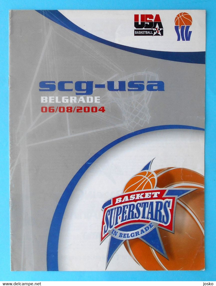 YUGOSLAVIA Vs USA - 2004 Basketball Match Programme * NBA LeBron James Allen Iverson Tim Duncan Dwayne Wade Carmelo A. - Other & Unclassified