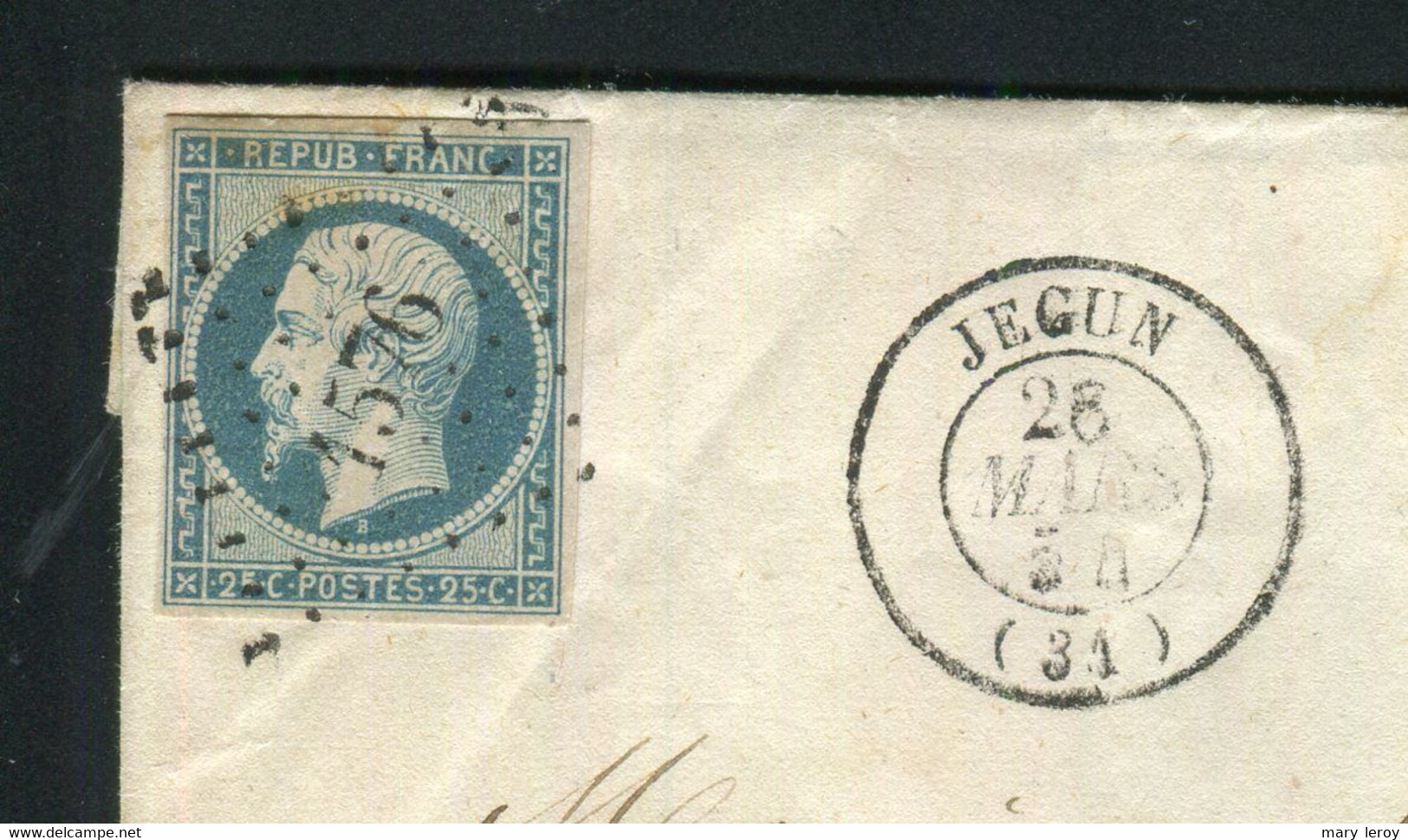 Rare Lettre De Jegun Pour Auch ( 1854 ) Avec Un N° 10 - 25 Centimes Présidence - 1852 Louis-Napoléon
