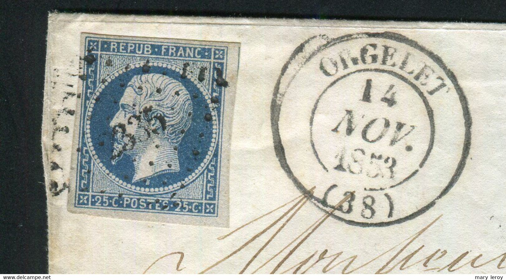 Rare Lettre D'Orgelet Pour Lennely Par La Ferté St Aubin ( Jura 1853 ) Avec Un N° 10 - 1852 Luigi-Napoleone