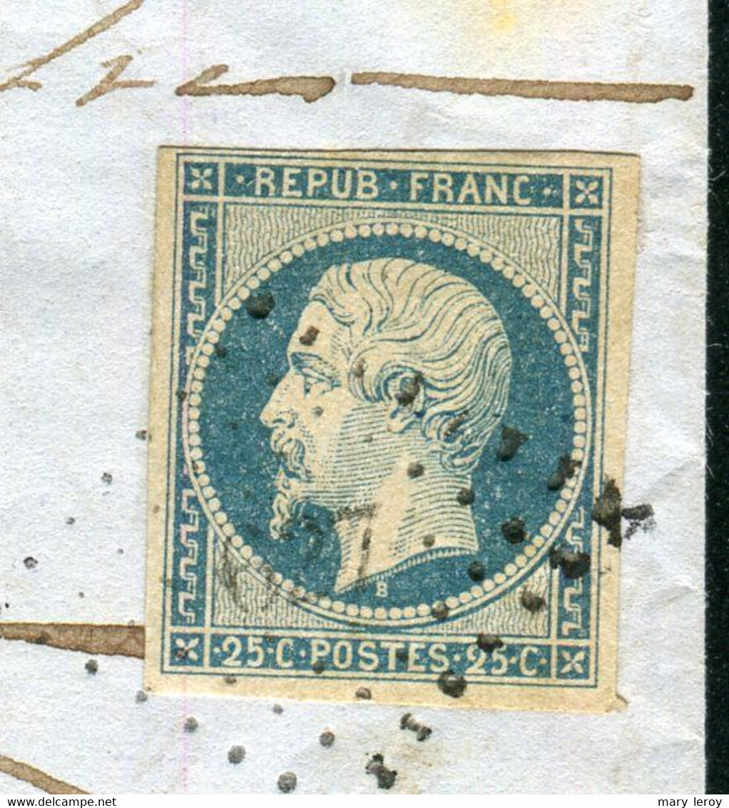 Rare Lettre De Castelfranc ( Lot 1854 ) Avec Un N° 10 Bleu Sur Crème - 1852 Louis-Napoleon