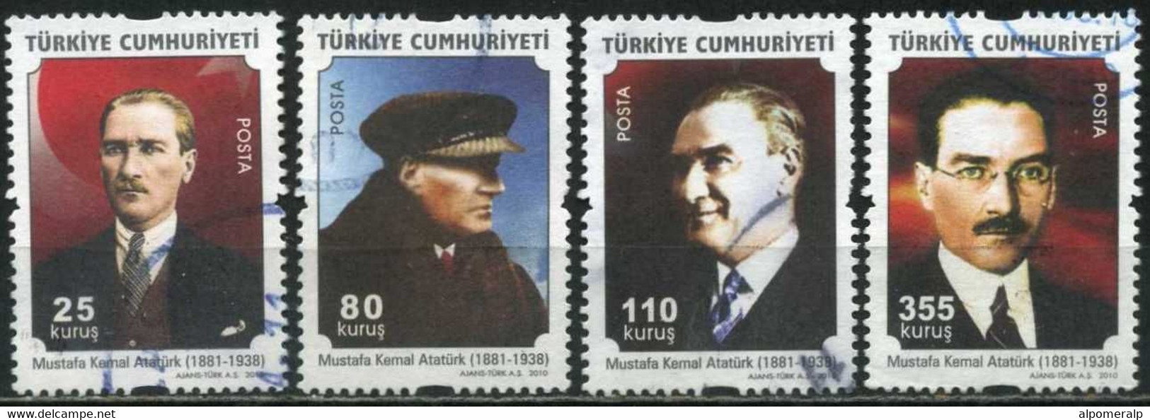 Türkiye 2010 Mi 3834-3837 Mustafa Kemal ATATÜRK - Gebraucht