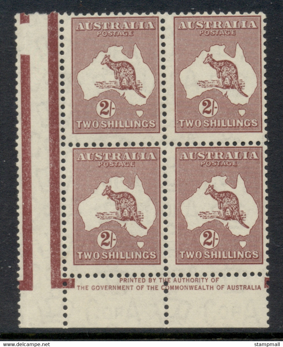 Australia 1931-36 Kangaroo & Map 2/- Deep Maroon By Authority Imprint Blk MLH/MUH - Neufs