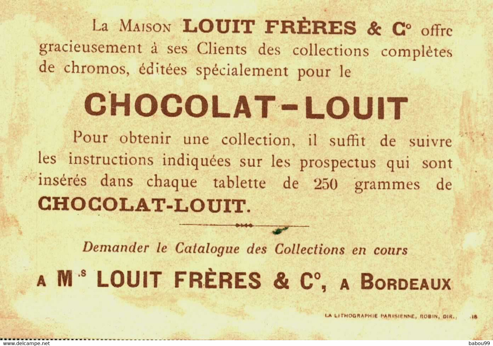 Chromo  Doré //   Chocolat Louit  //  Série De 7  //Les Vieilles Coutumes - Louit