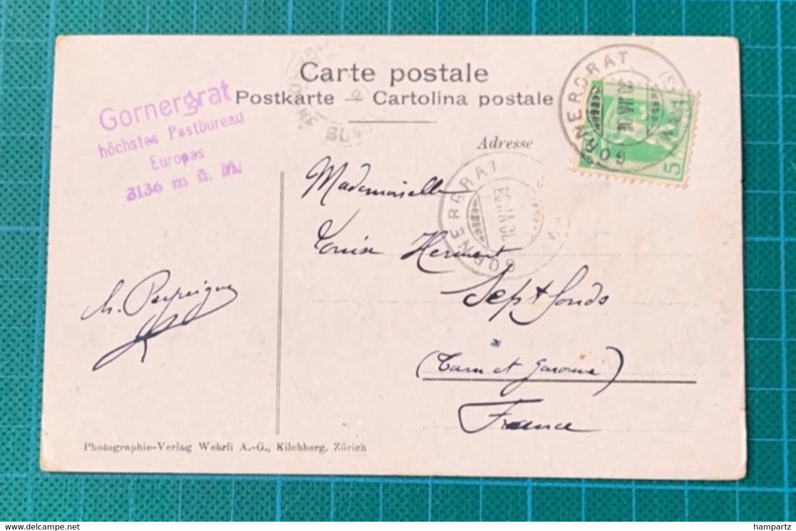 Suisse - Valais - N°Z 103 - Cas Gornergrat 1908 + Cachet "le Plus Haut Bureau De Poste D 'Europe" - - Autres & Non Classés