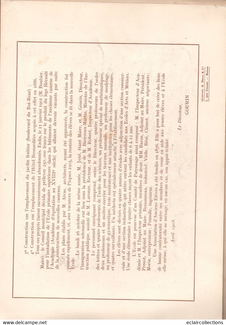 Vieux papiers. Recueil -1908  Ecole Primaire Supérieure de garçons   49  Angers   (Voir scan et explication)