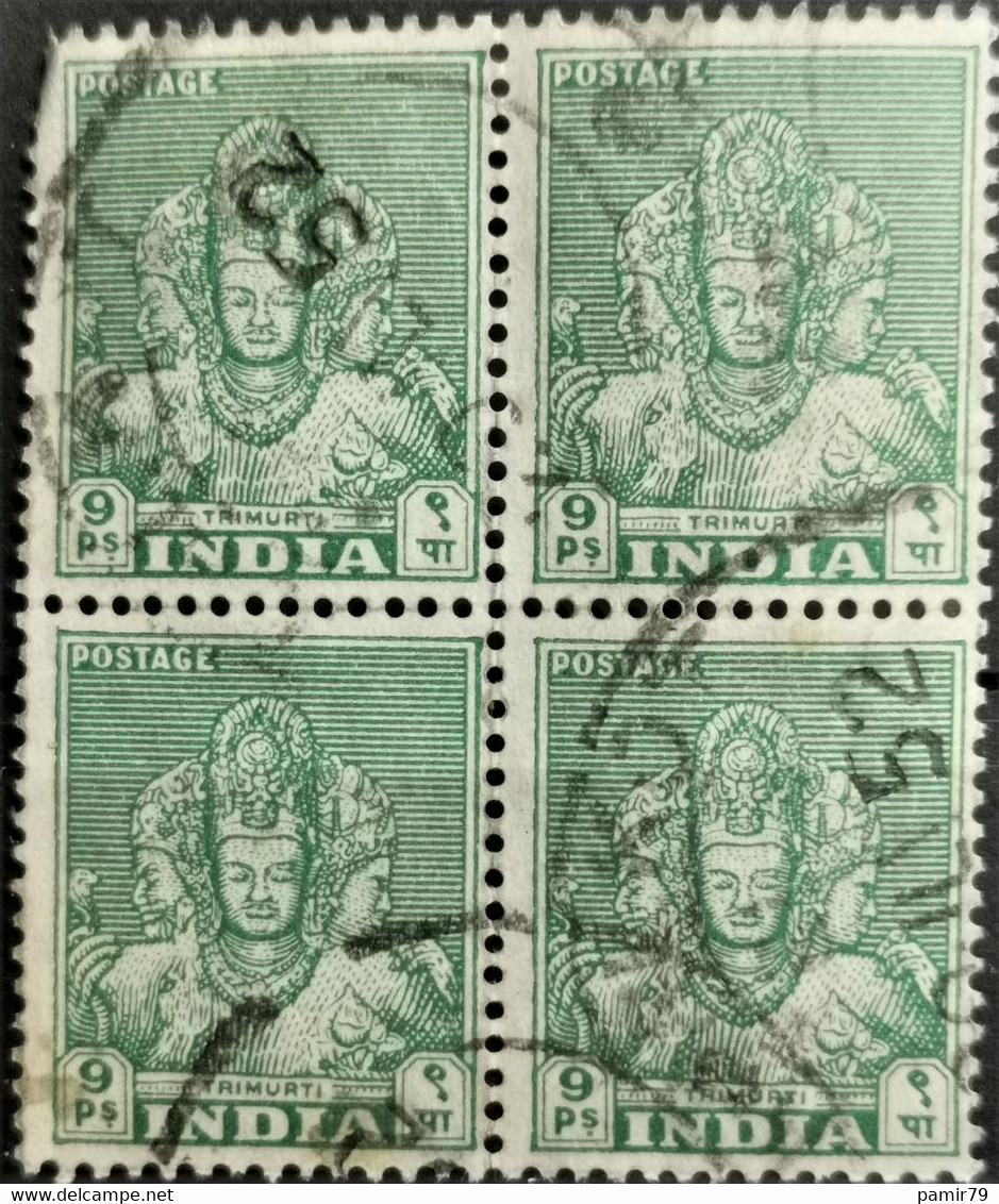 1949 India Trimurti Viererblock - Usados