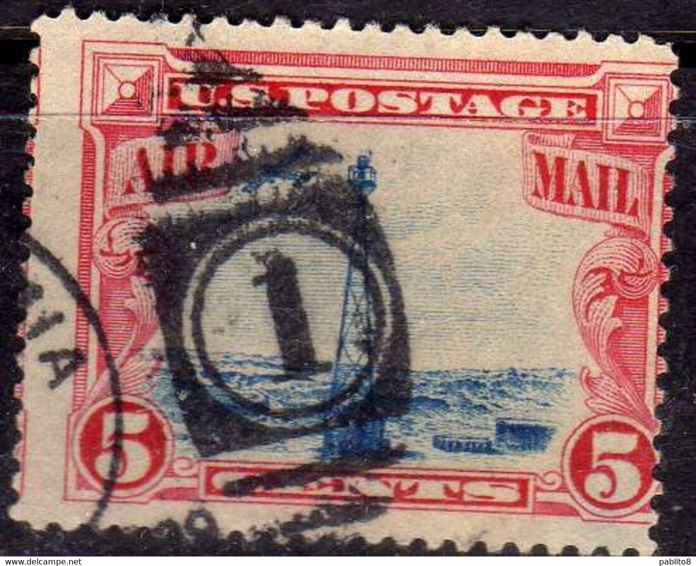 USA STATI UNITI 1928 AIR MAIL POSTA AEREA BEACON ON ROCKY MOUNTAINS CENT 5c USED USATO OBLITERE' - 1a. 1918-1940 Used