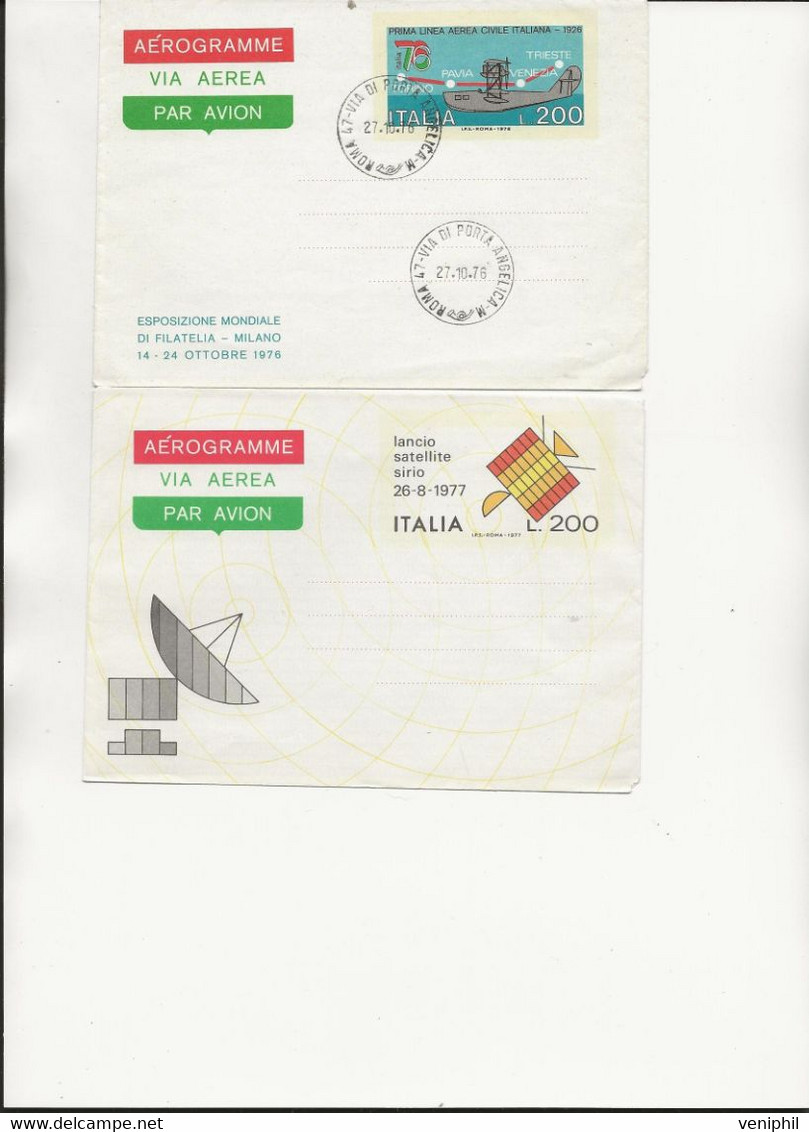 ITALIE - 2 AEROGRAMMES - NEUF ET OBLITERE - ANNEE 1976-77 - Machines à Affranchir (EMA)