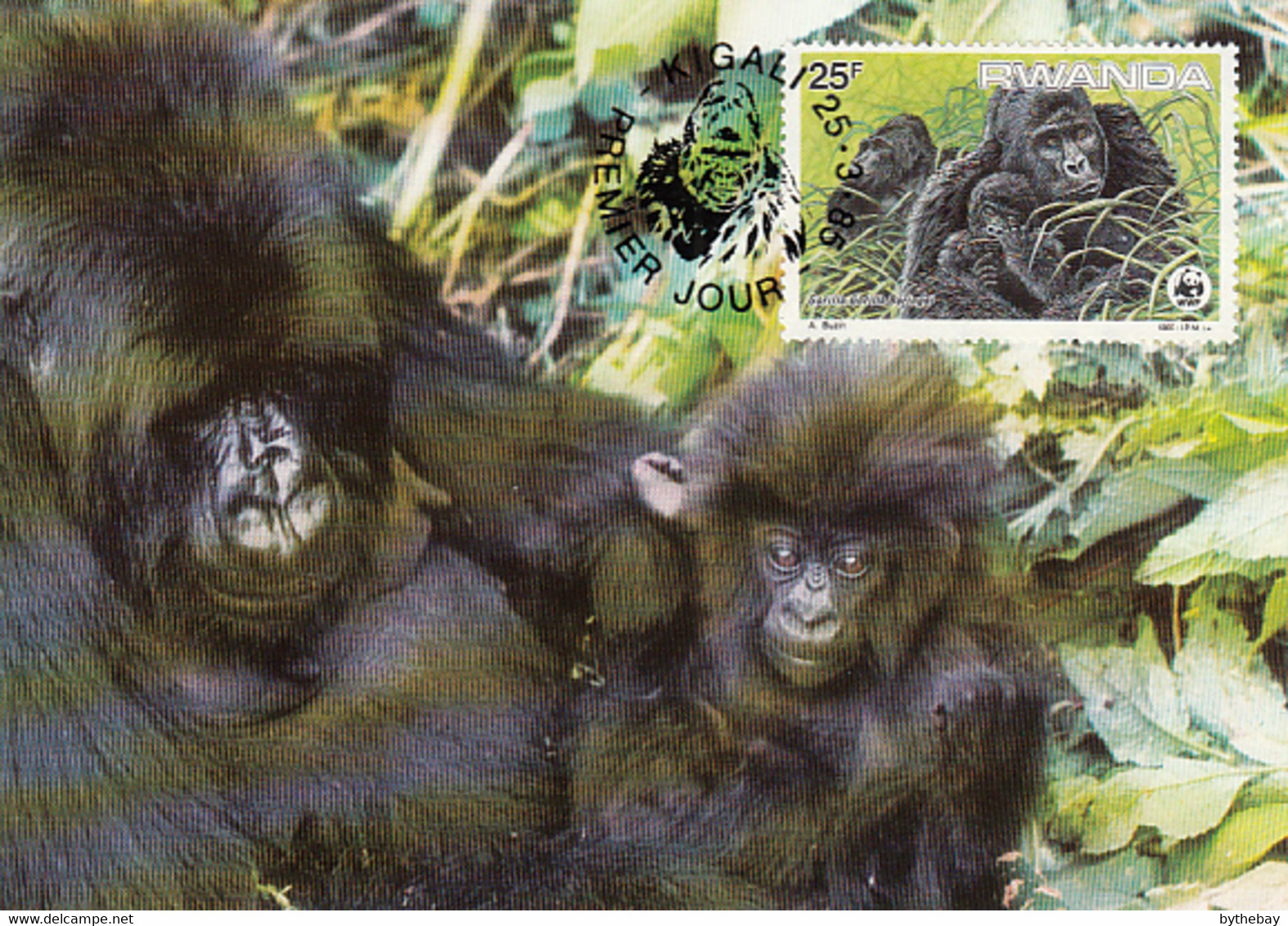 Rwanda 1985 Maxicard Sc #1210 25fr Mountain Gorilla WWF - Gebruikt