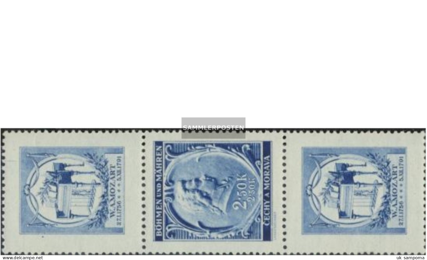 Bohemia And Moravia 79-82 Triple Strip (complete Issue) Unmounted Mint / Never Hinged 1941 W.A. Mozart - Unused Stamps