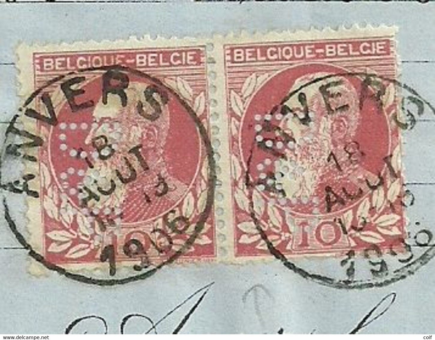 74 Op Recu Met Firma-perforatie (Perfin / Perfore) " D & P " Van De Leeuw & Philippsen Te Antwerpen - 1863-09