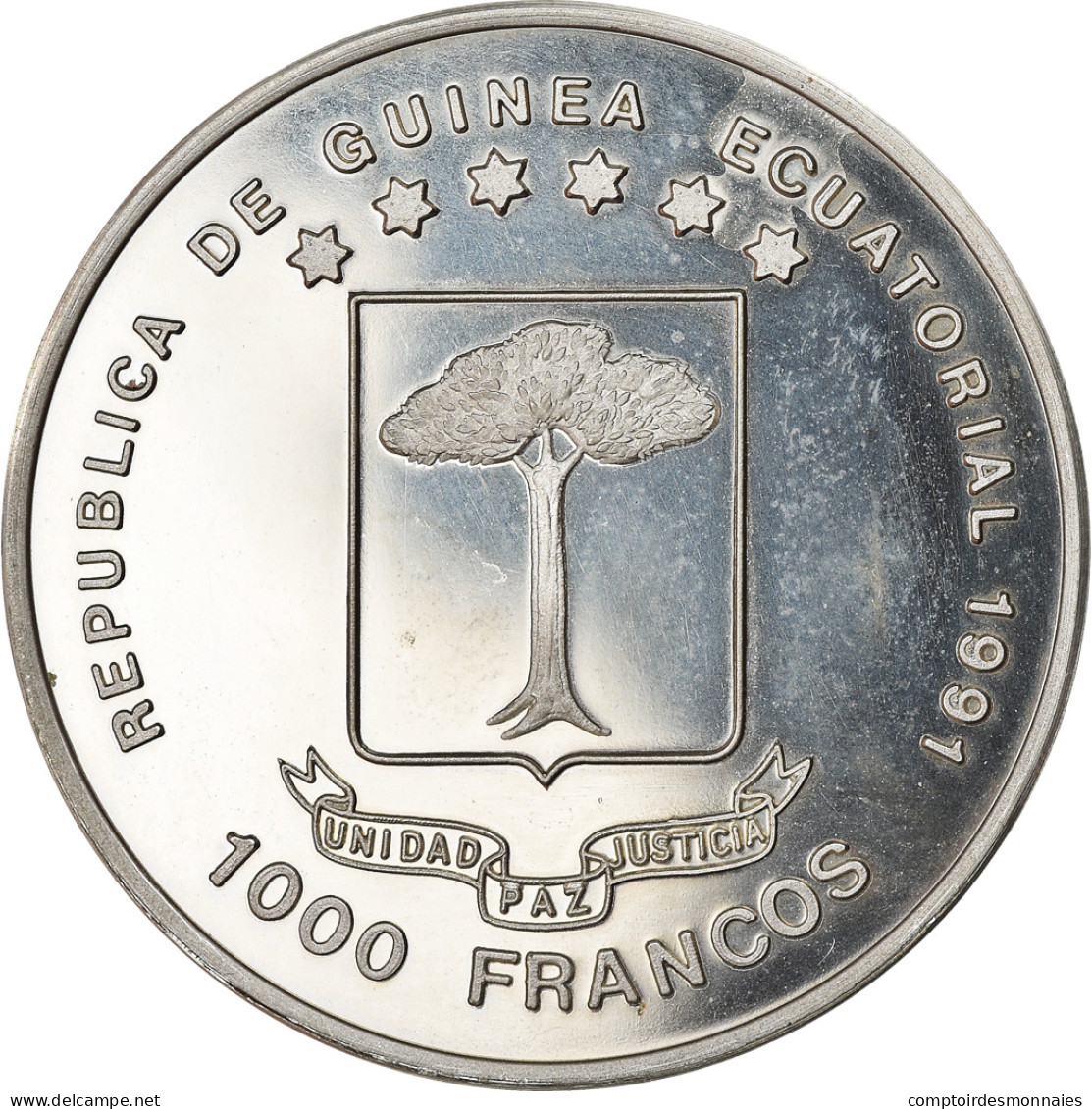 Monnaie, Equatorial Guinea, 1000 Francos, 1991, Proof, SPL, Copper-nickel, KM:68 - Equatorial Guinea