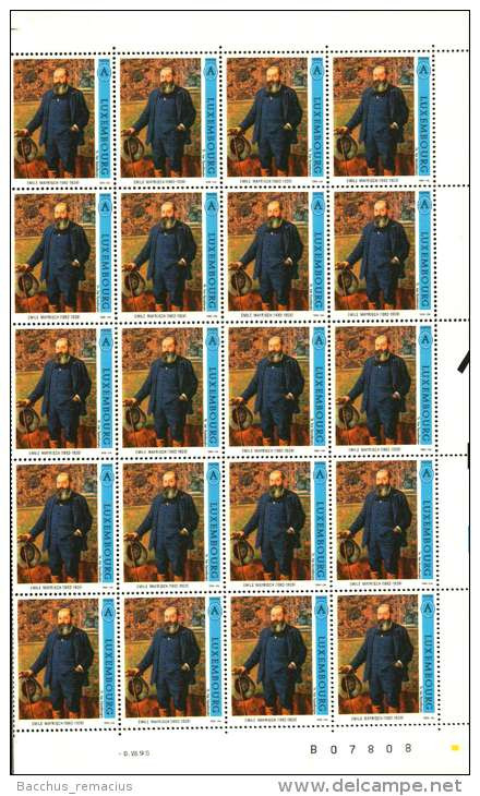 Luxembourg Feuille De 40 Timbres "A"  Emile Mayrisch (1862-1928) 1996 - Full Sheets