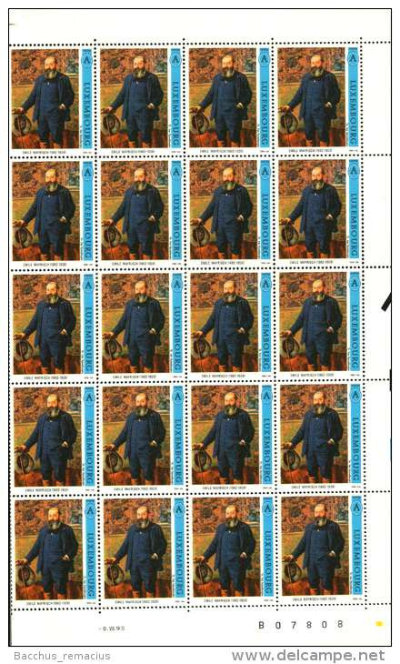 Luxembourg Feuille De 40 Timbres "A"  Emile Mayrisch (1862-1928) 1996 - Ganze Bögen