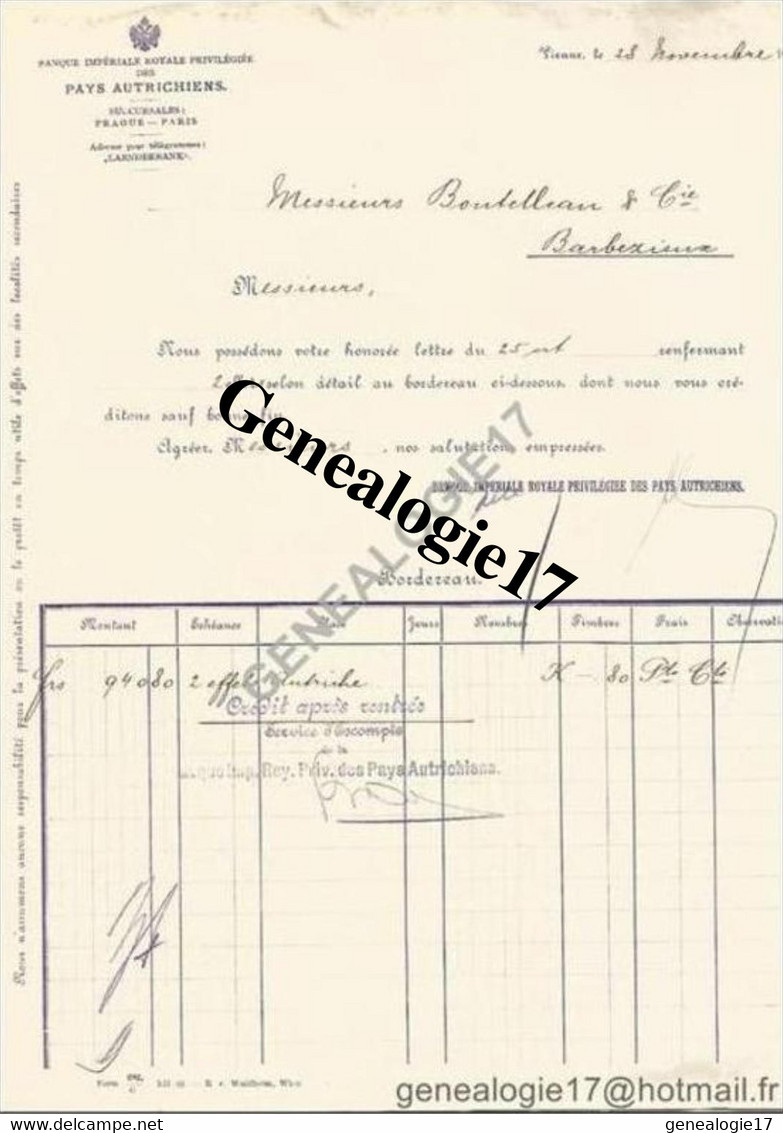 96 0802 AUTRICHE AUTRIA WIEN VIENNE 1902 BANQUE IMPERIALE ROYALE PRIVILEGIEE DES PAYS AUTRICHIENS - Expositur Margarethe - Österreich