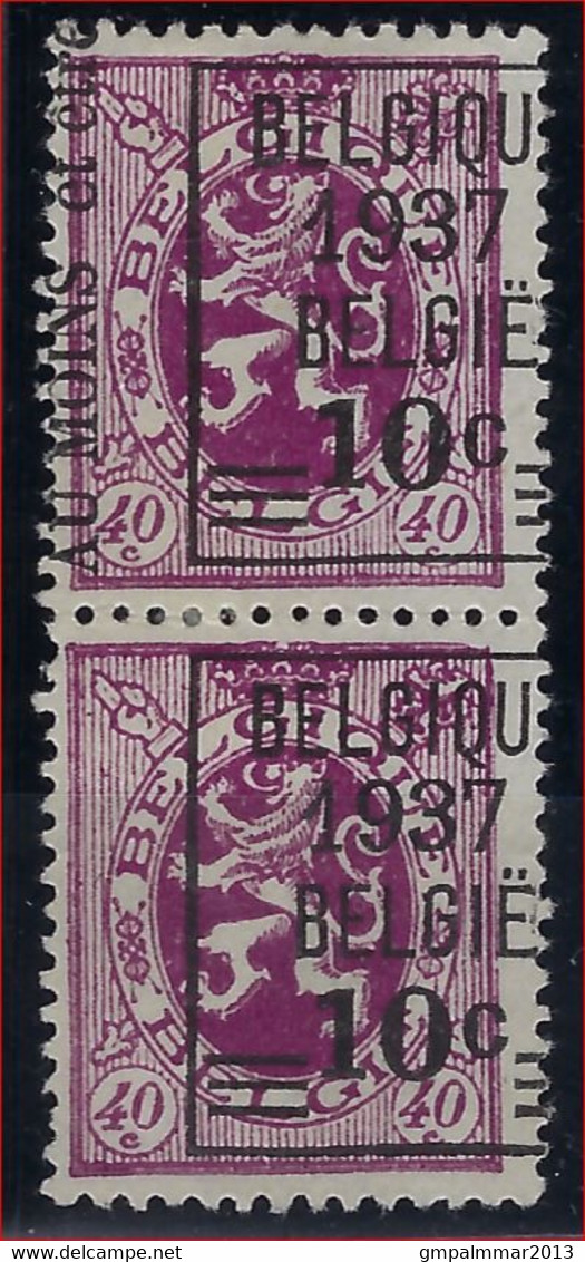 ONBEKEND / INCONNU Nr.  455 (2x) BELGIQUE 1937 BELGIE 10 C " KANTDRUK "  ;  Staat Zie Scan ! Inzet Aan 65 € ! - Tipo 1929-37 (Leone Araldico)