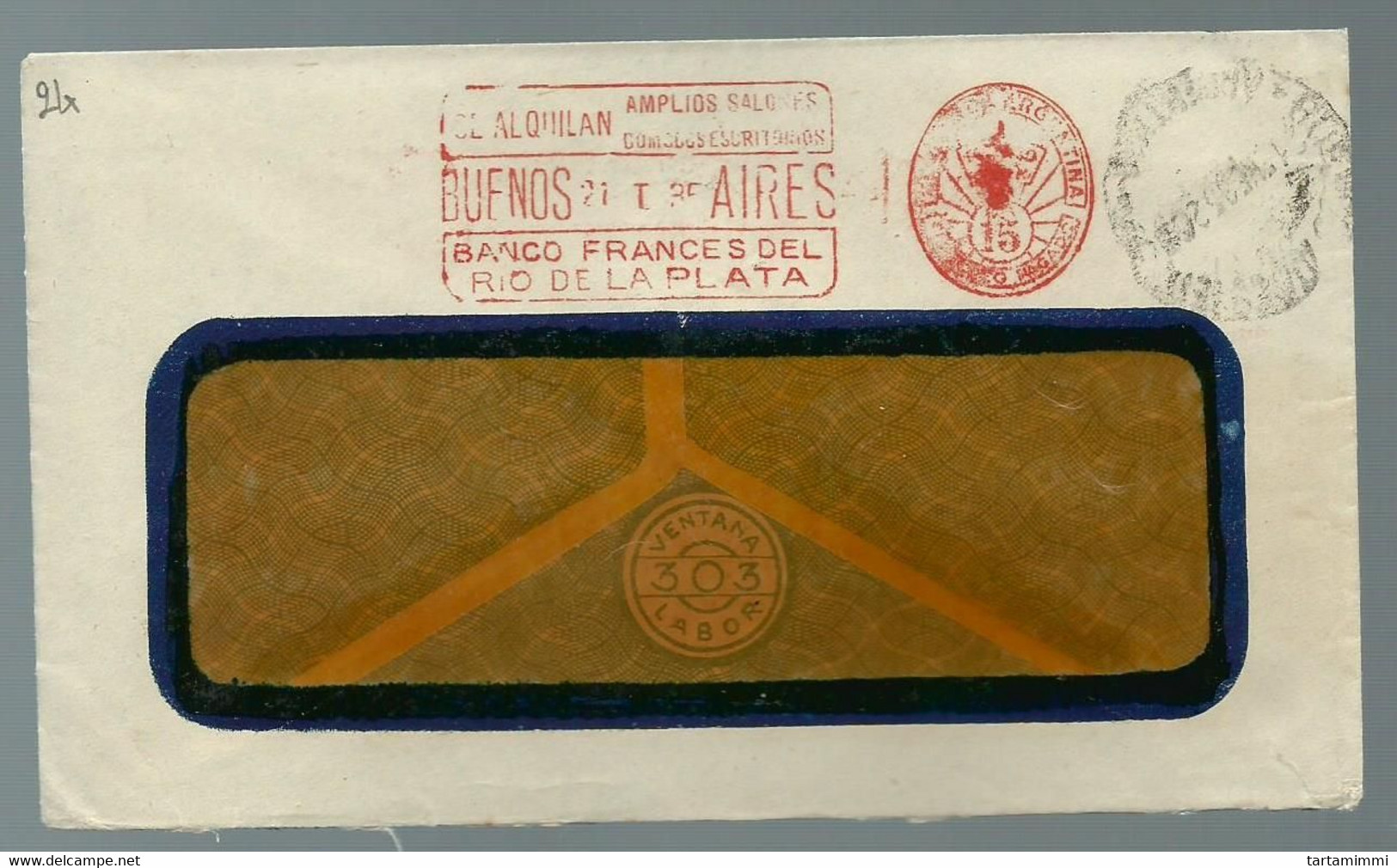 EMA METER STAMP FREISTEMPEL TYPE A2B ARGENTINA BUENOS AIRES 1935 SL ALQUILAN SALONES RIO DE LA PLATA - Vignettes D'affranchissement (Frama)