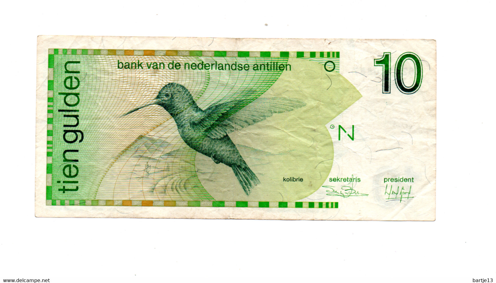 NEDERLANDSE ANTILLEN 10 GULDEN 31.3.1986 PICK 23 A CIRC. - Antilles Néerlandaises (...-1986)