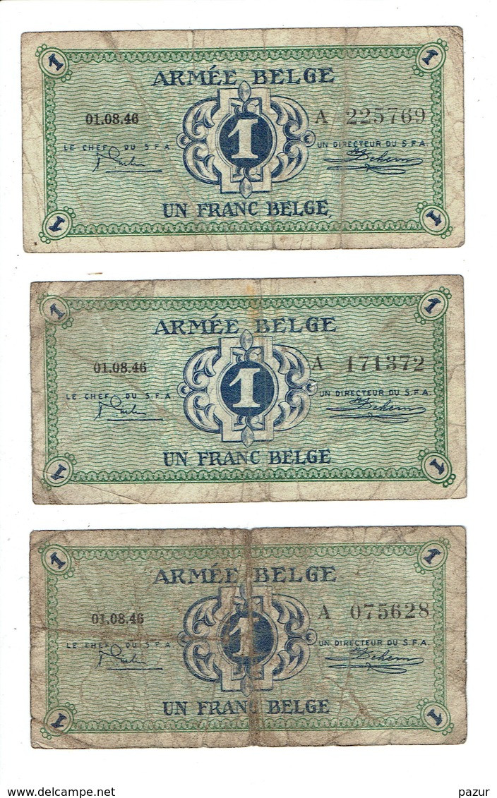 BELGIQUE - 3 BILLETS DE 1 FR - OCCUPATION ALLEMANDE - Andere & Zonder Classificatie