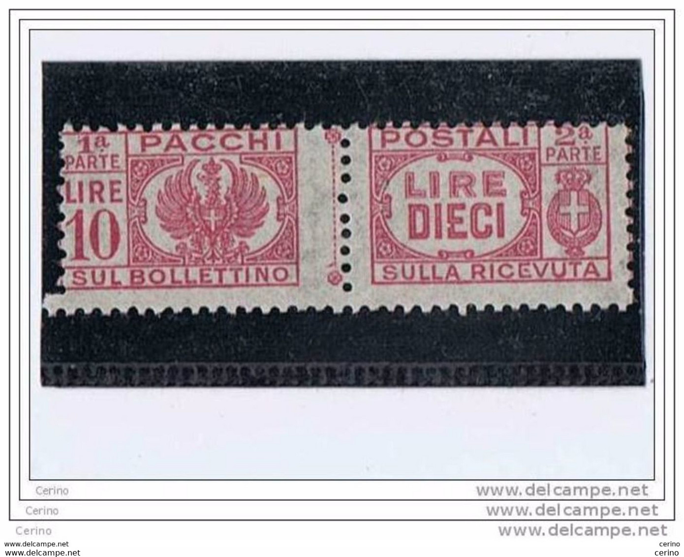 LUOGOTENENZA:  1946  PACCHI  POSTALI  -  £. 10  LILLA-ROSA  N. -  SASS. 64 - Paketmarken