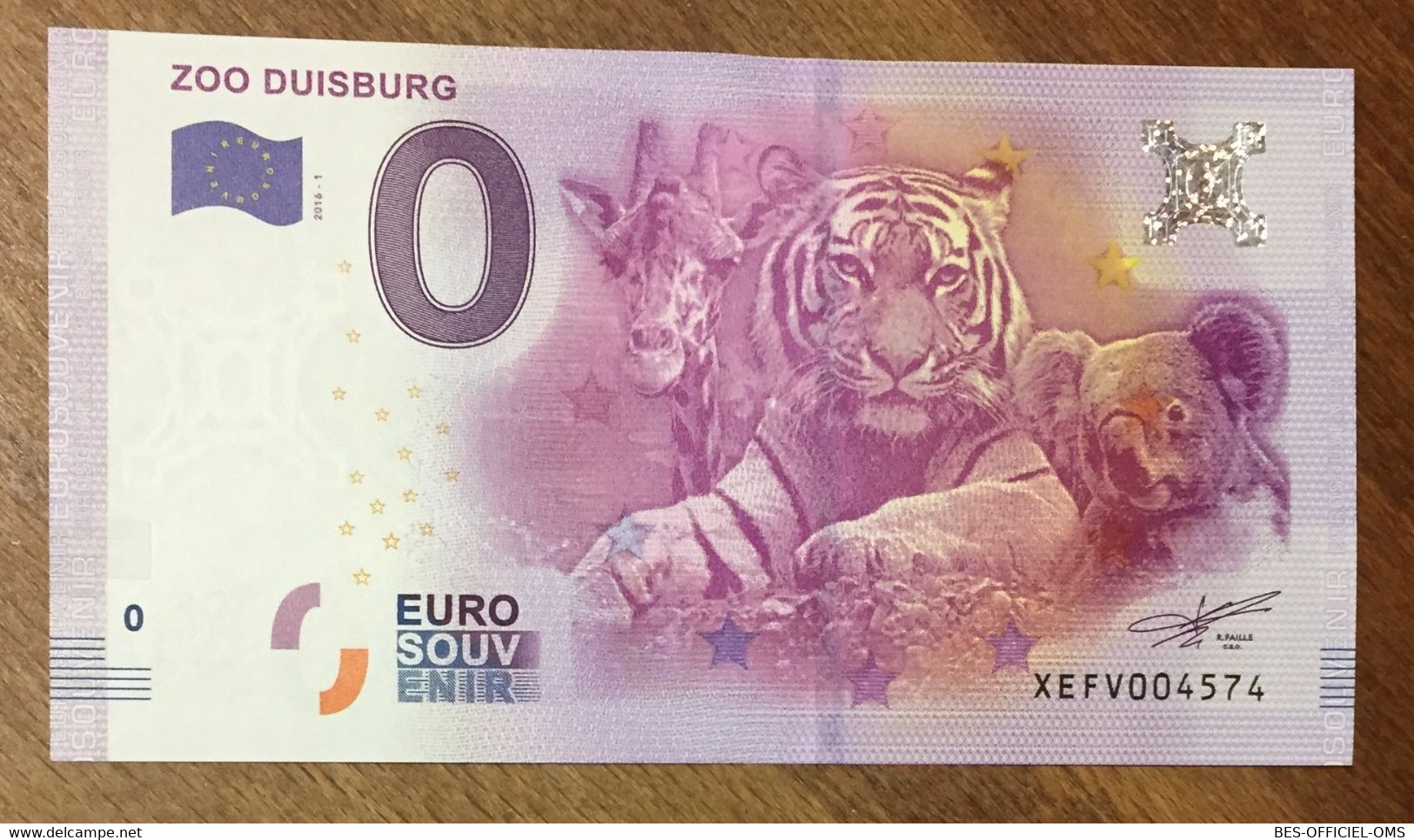 2016 BILLET 0 EURO SOUVENIR ALLEMAGNE DEUTSCHLAND ZOO DUISBURG ZERO 0 EURO SCHEIN BANKNOTE PAPER MONEY - Specimen