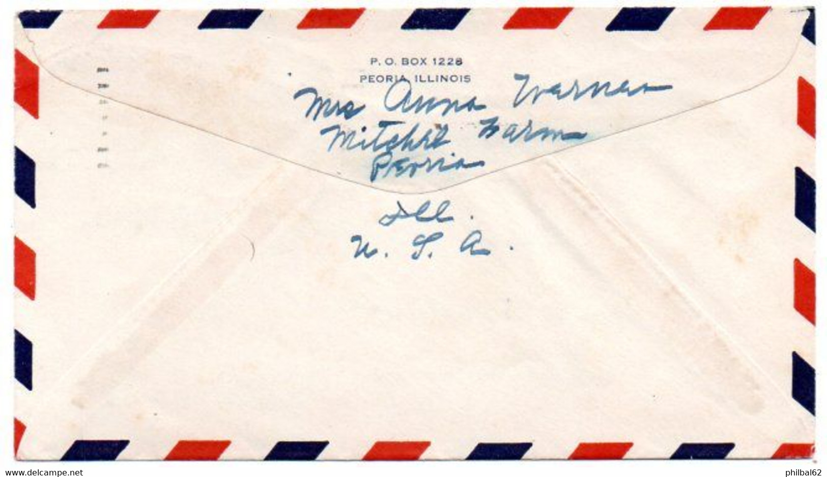 USA. Air Mail Service To Peoria, Illinois, To Düsseldorf, Germany. Jan 5 / 1956. - Autres & Non Classés