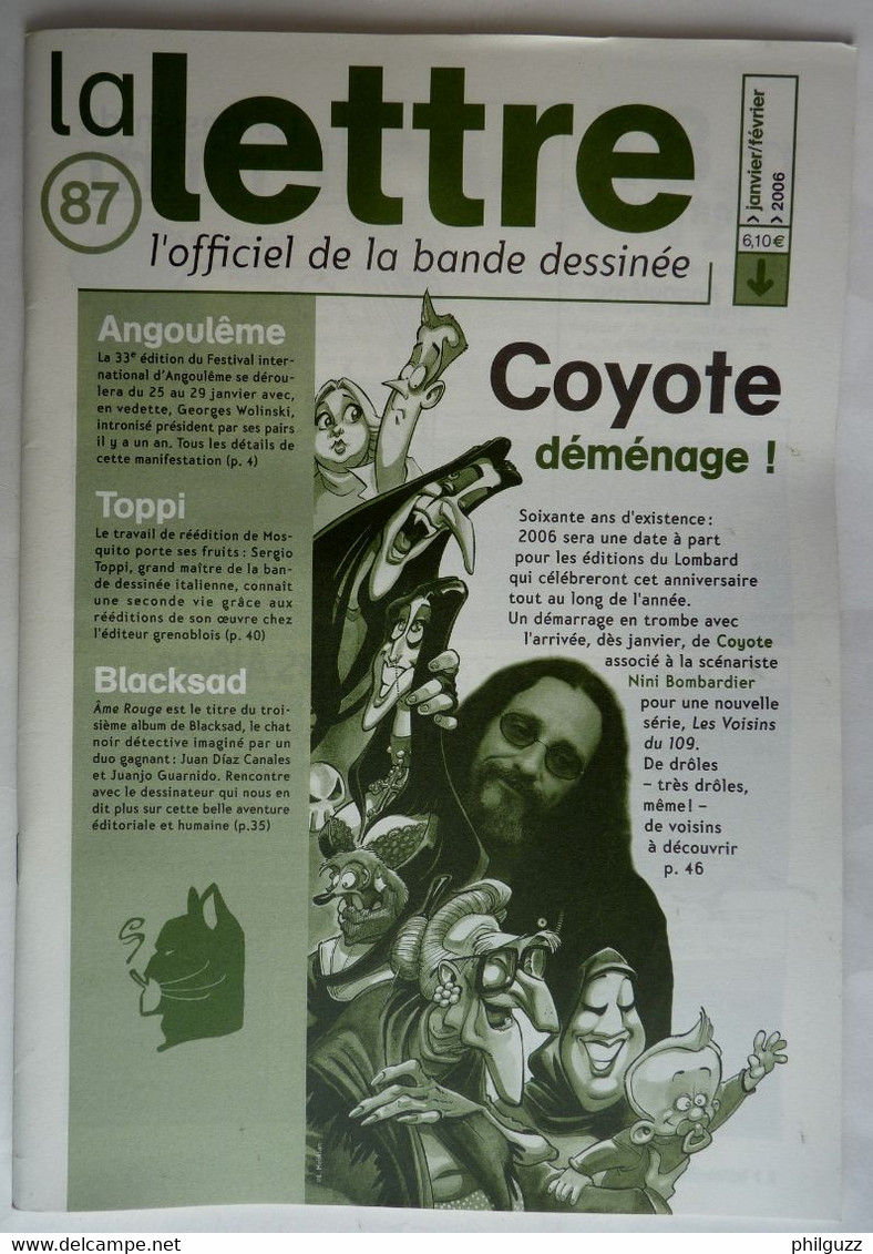 MAGAZINE LA LETTRE DARGAUD N°87 2006 COYOTE GOSCINNY ARANEGA GUARNIDO LABIANO TOPPI RODOLPHE MORVAN - Lettre De Dargaud, La