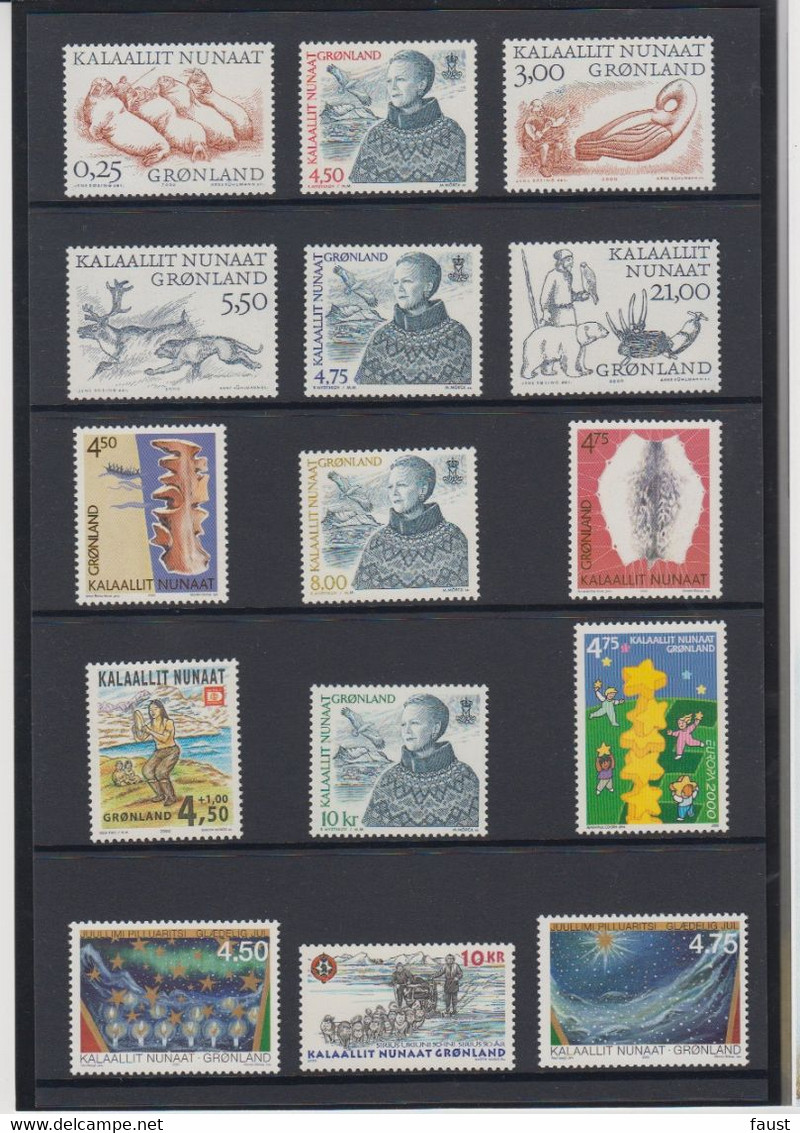 2000 ** GREENLAND (Sans Charn,MNH, Postfris) YEAR PACK   Yv. 325/399 BF18/19  Mi. 346/360  Block 18/19 (15v. + Block) - Années Complètes