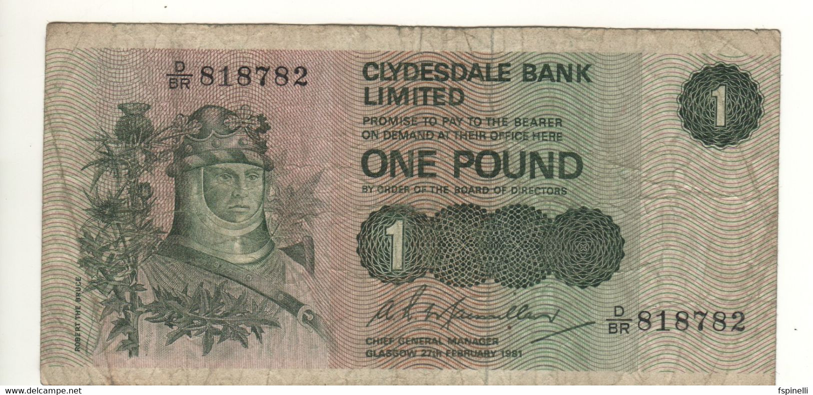 SCOTLAND  1 Pound  Clydesdale Bank   P204c    Dated  Glasgow 27th  February 1981 - 1 Pound