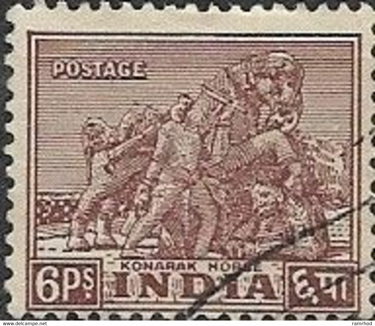 INDIA 1949 Konarak House - 6p - Brown FU - Usados