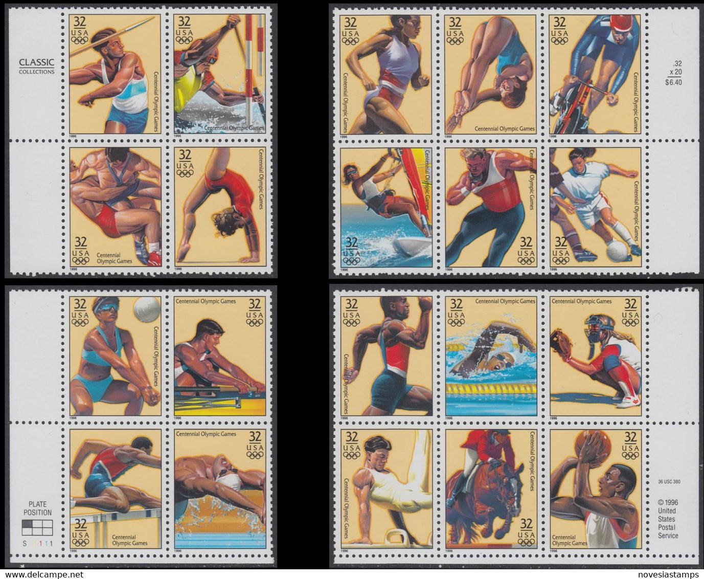 !a! USA Sc# 3068 MNH SET Of 20 SINGLES - Summer Olympic Games - Ganze Bögen