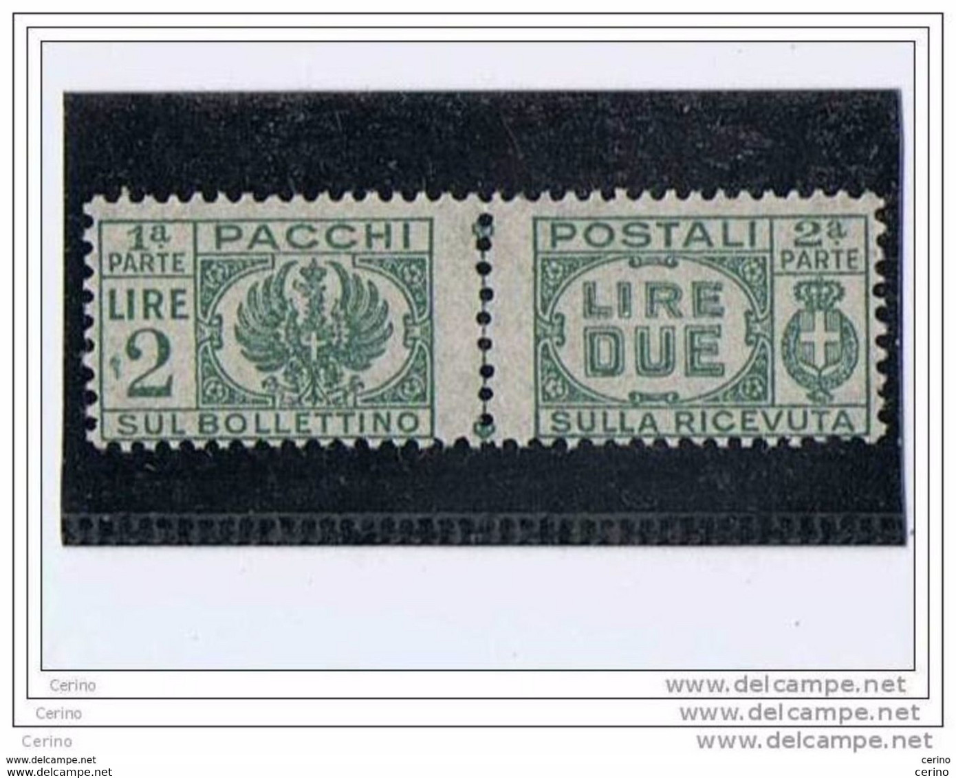 LUOGOTENENZA:  1946  PACCHI  POSTALI  -  £. 2  VERDE  N. -  SASS. 61 - Postpaketten