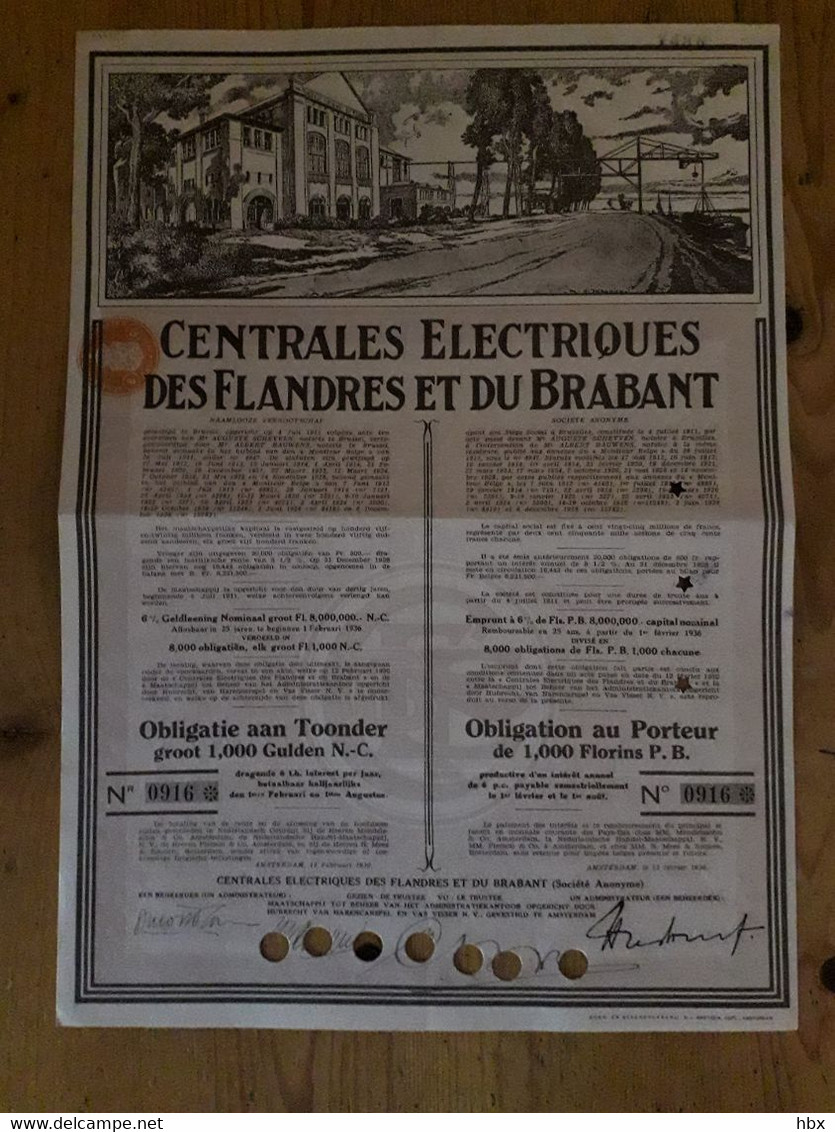 Centrales Electriques Des Flandres Et Du Brabant - 1930 - Elektriciteit En Gas