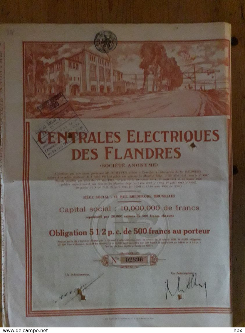 Centrales Electriques Des Flandres - 1920 - Elektriciteit En Gas