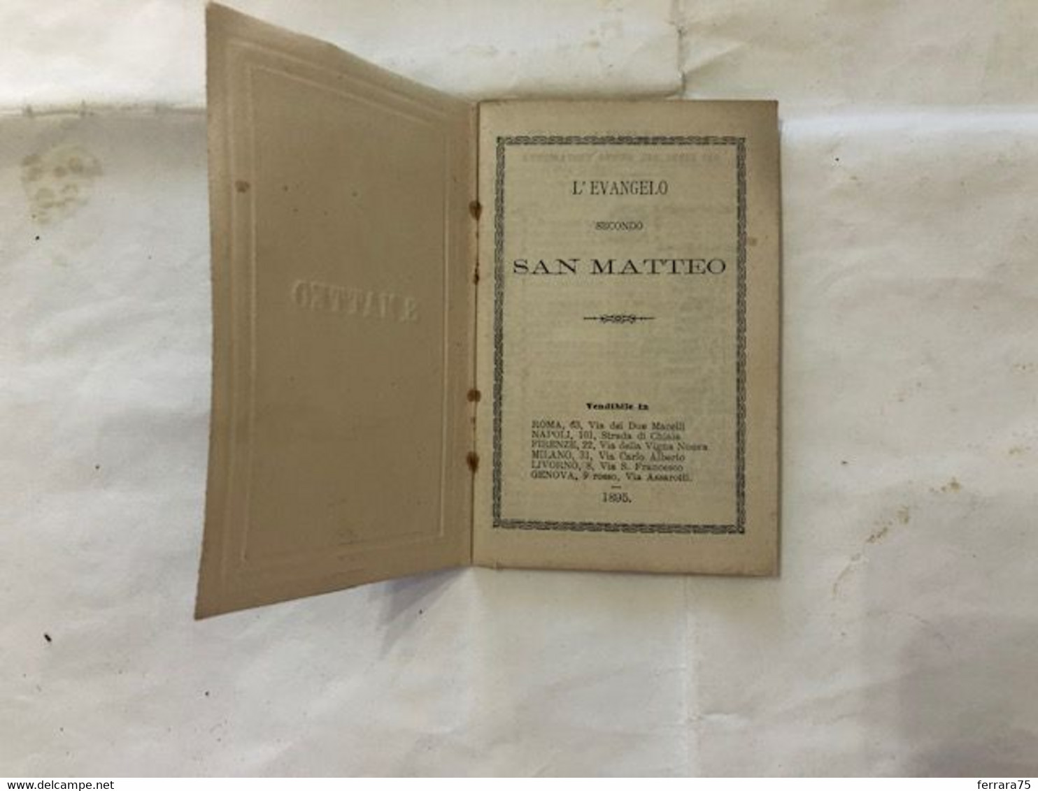 L'EVANGELO SECONDO SAN MATTEO TIPOGRAFIA CLAUDIANA 1895 PAG.74. - Religion