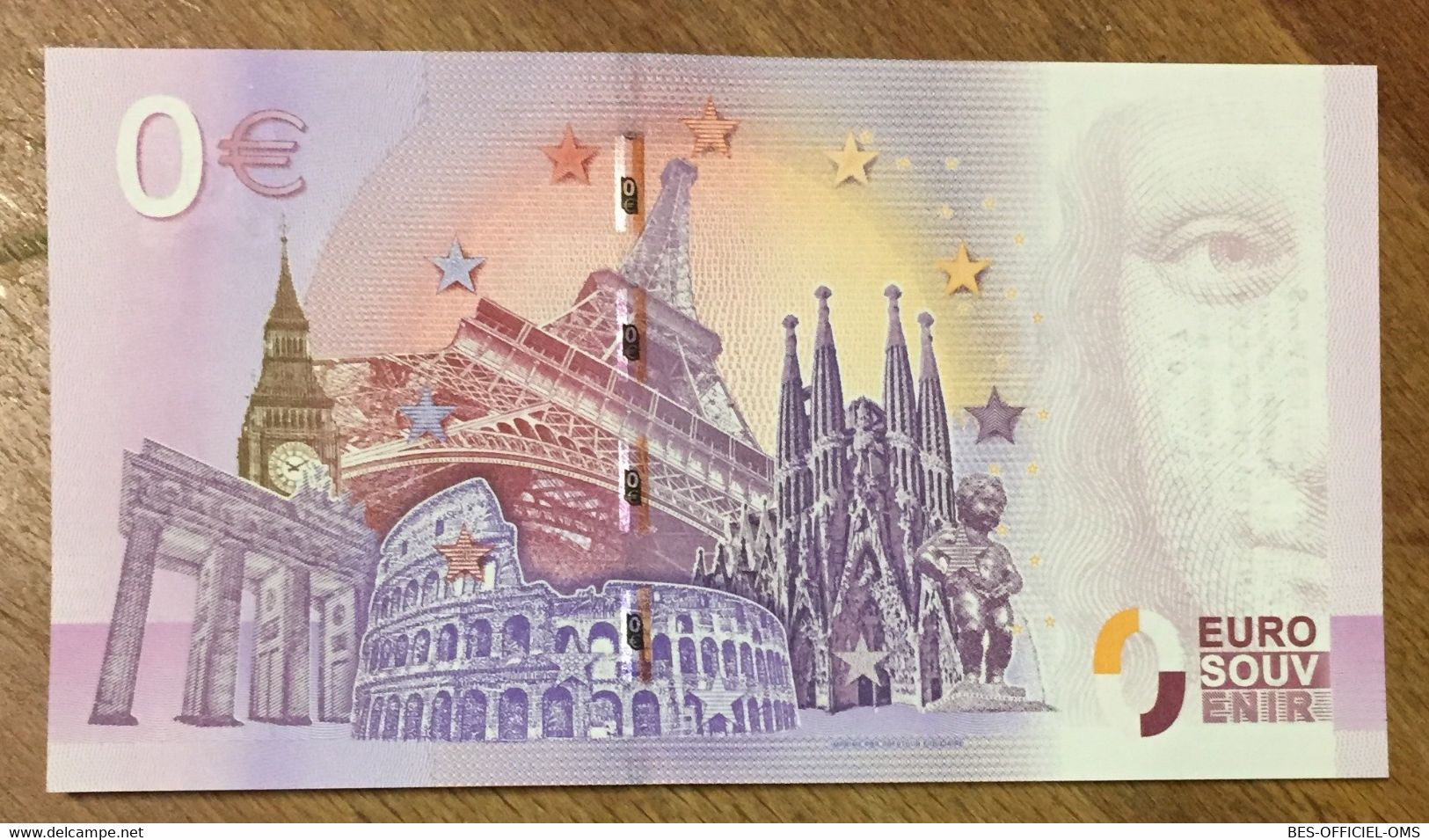 2016 BILLET 0 EURO SOUVENIR DPT 42 STADE GEOFFROY-GUICHARD + TAMPON ZERO 0 EURO SCHEIN BANKNOTE PAPER MONEY BANK - Essais Privés / Non-officiels