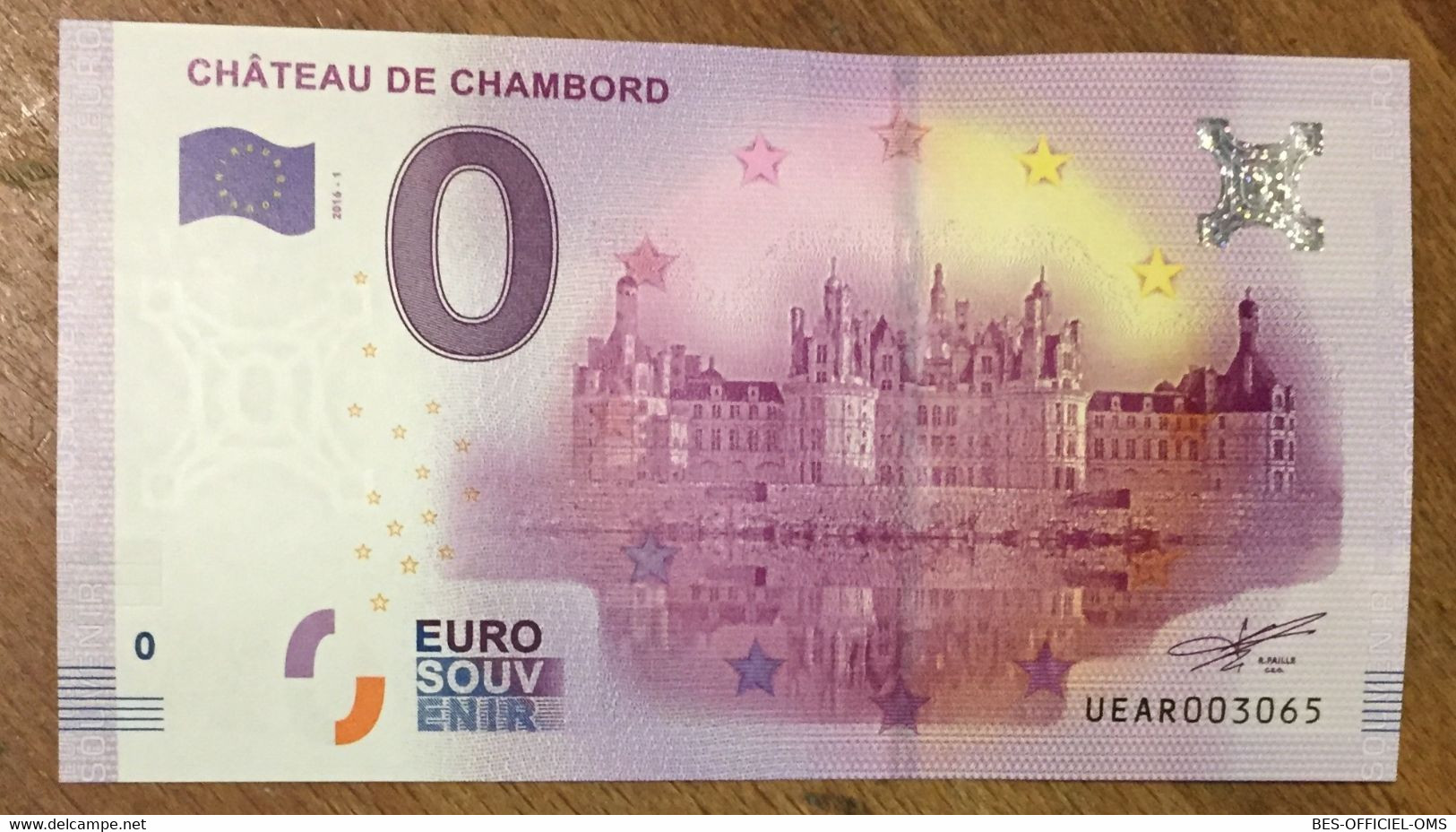 2016 BILLET 0 EURO SOUVENIR DPT 41 CHÂTEAU DE CHAMBORD ZERO 0 EURO SCHEIN BANKNOTE PAPER MONEY BANK - Essais Privés / Non-officiels