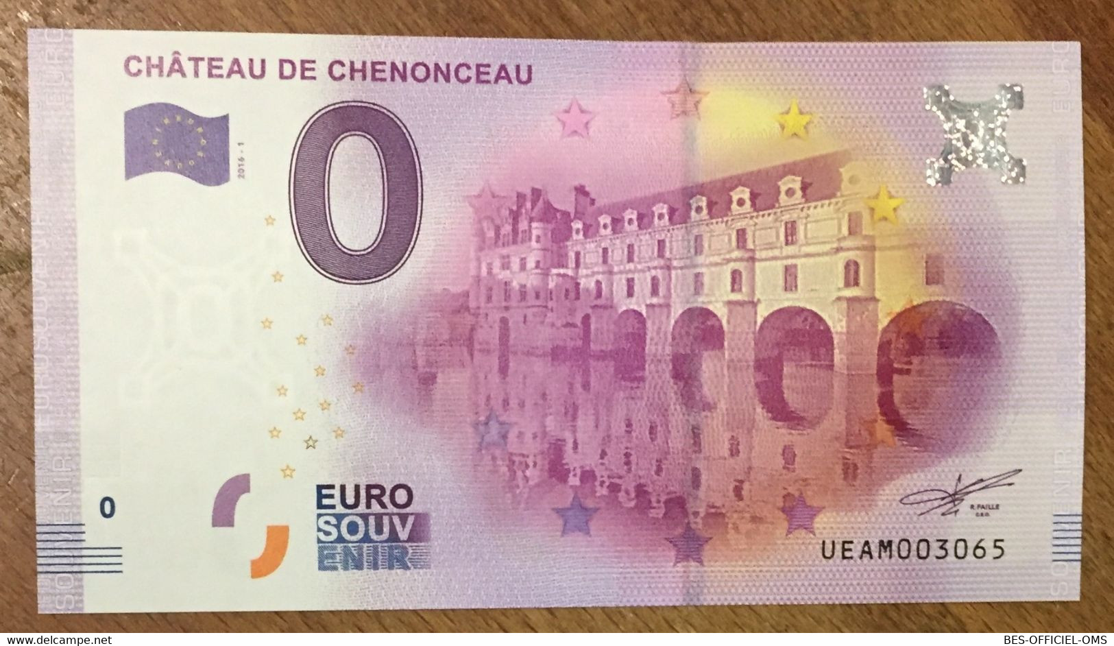 2016 BILLET 0 EURO SOUVENIR DPT 37 CHÂTEAU DE CHENONCEAU ZERO 0 EURO SCHEIN BANKNOTE PAPER MONEY BANK - Private Proofs / Unofficial