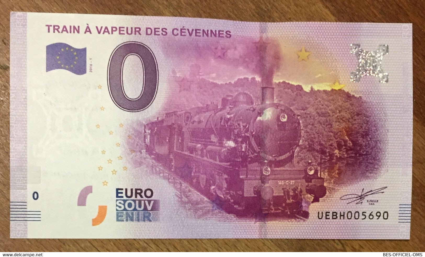 2016 BILLET 0 EURO SOUVENIR DPT 30 TRAIN À VAPEUR DES CÉVENNES + TAMPON ZERO EURO SCHEIN BANKNOTE PAPER MONEY BANK - Private Proofs / Unofficial