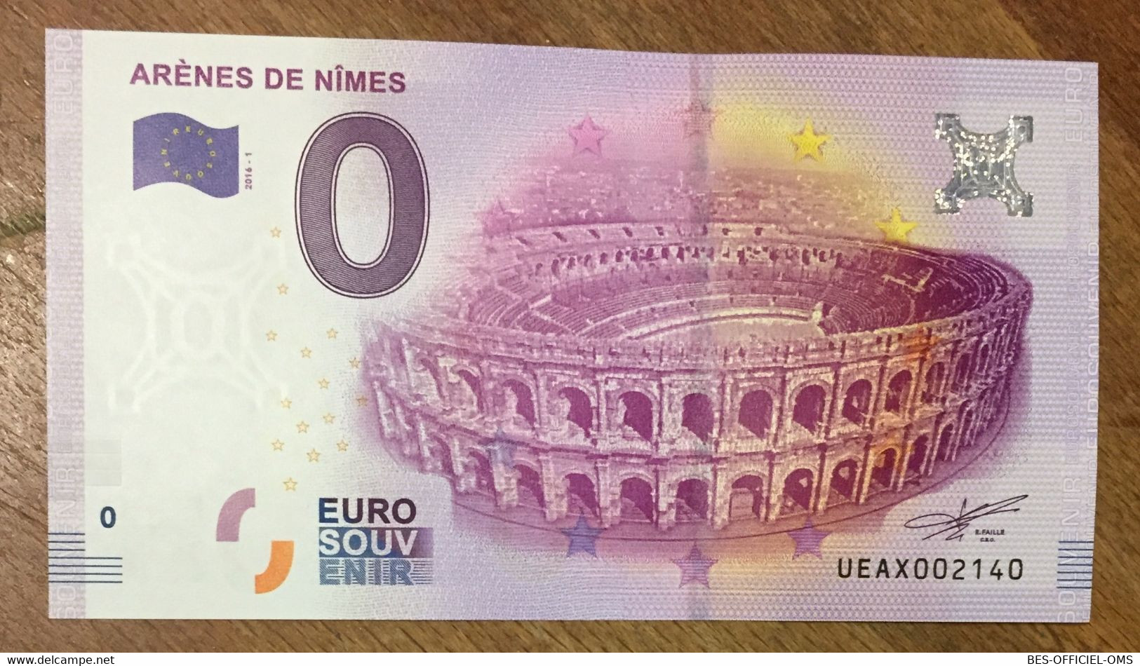 2016 BILLET 0 EURO SOUVENIR DPT 30 ARÈNES DE NÎMES ZERO 0 EURO SCHEIN BANKNOTE PAPER MONEY BANK - Private Proofs / Unofficial