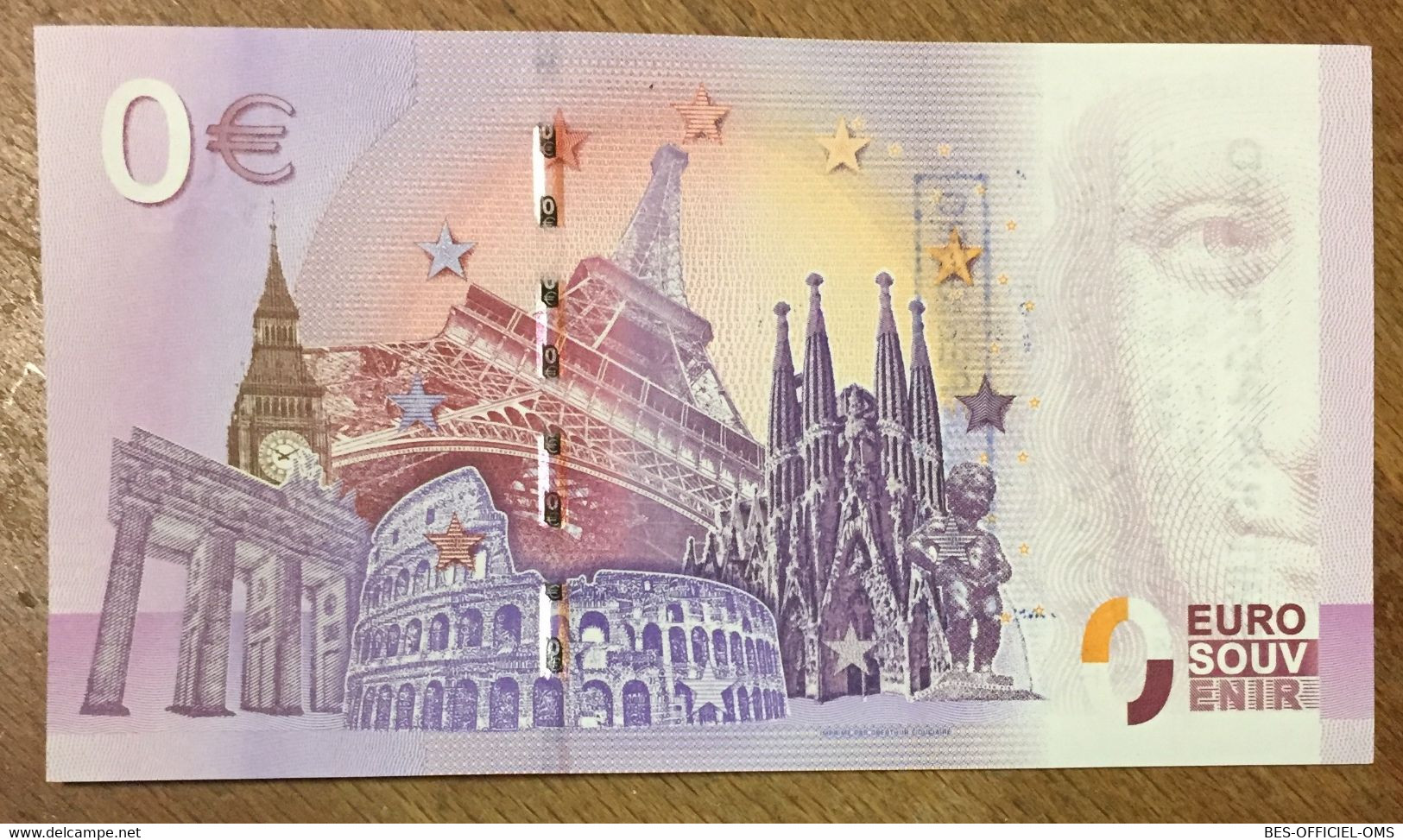 2016 BILLET 0 EURO SOUVENIR DPT 24 LASCAUX LE GRAND TAUREAU + TAMPON ZERO EURO SCHEIN BANKNOTE PAPER MONEY BANK - Private Proofs / Unofficial