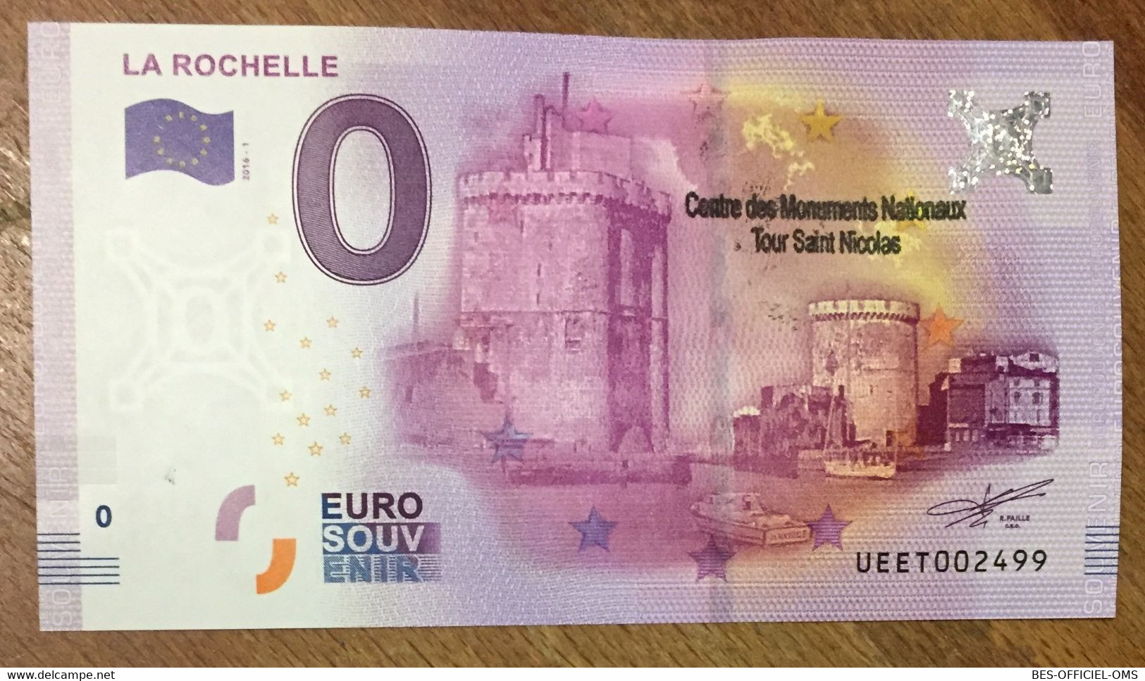 2016 BILLET 0 EURO SOUVENIR DPT 17 LA ROCHELLE + TAMPON ZERO EURO SCHEIN BANKNOTE PAPER MONEY BANK - Private Proofs / Unofficial