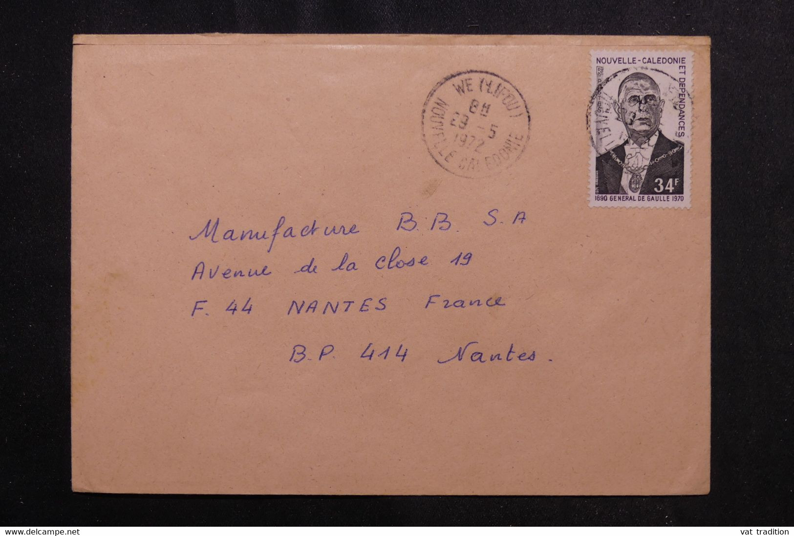 NOUVELLE CALÉDONIE - Enveloppe De We Pour Nantes En 1972, Affranchissement Général De Gaulle - L 72669 - Briefe U. Dokumente